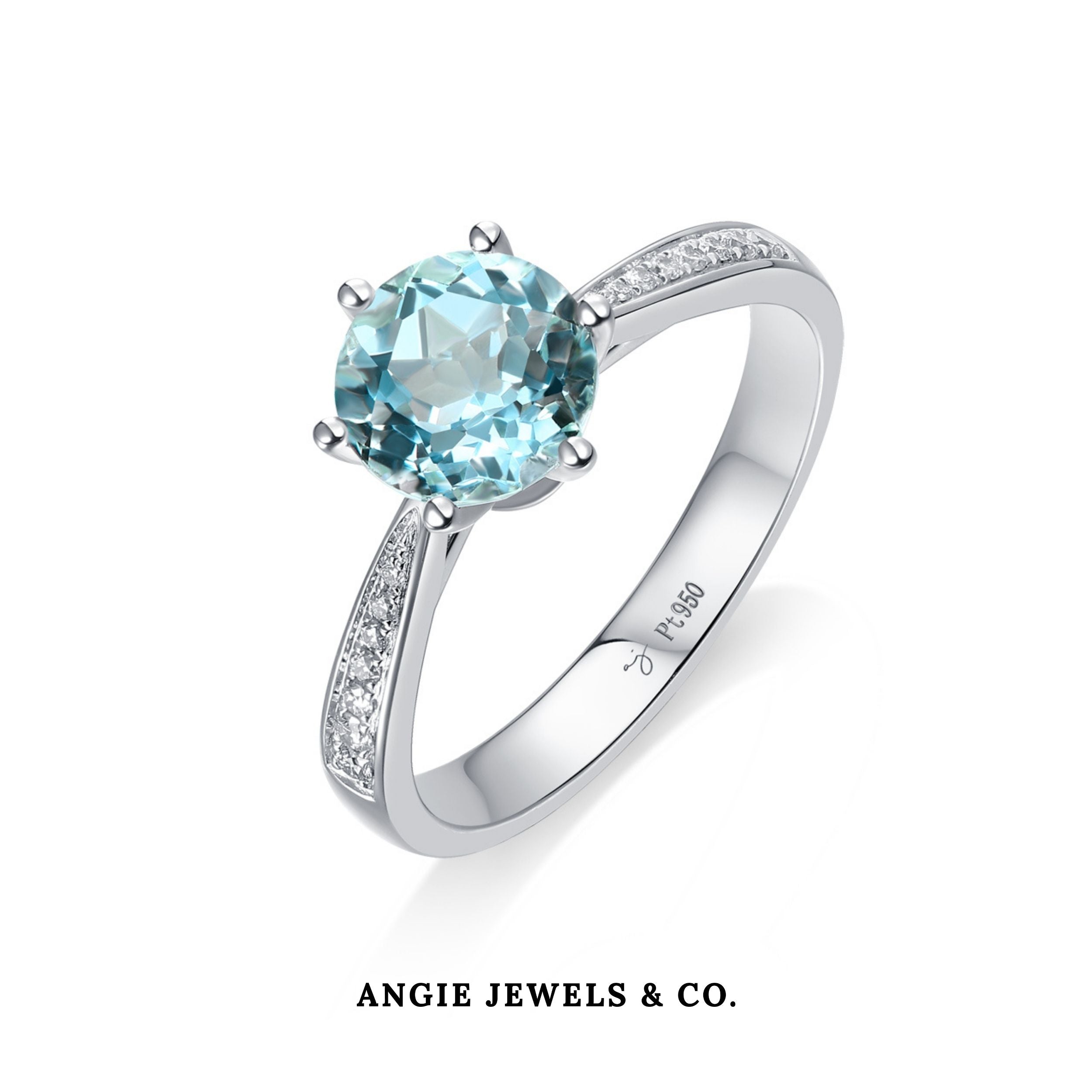 Platinum Pave Aquamarine Ring With Diamond