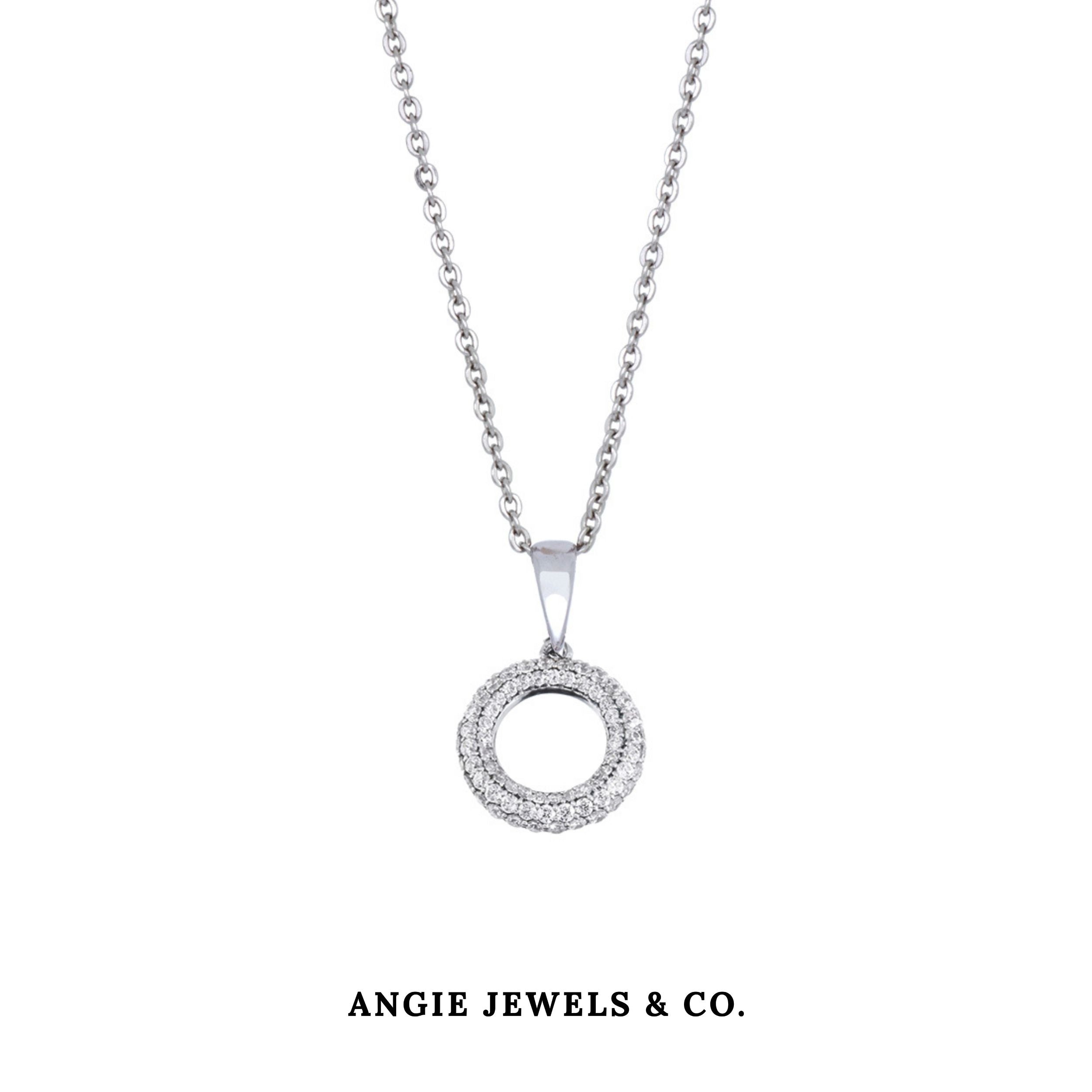 Round Wave Cubid Zirconia Pendant Necklace