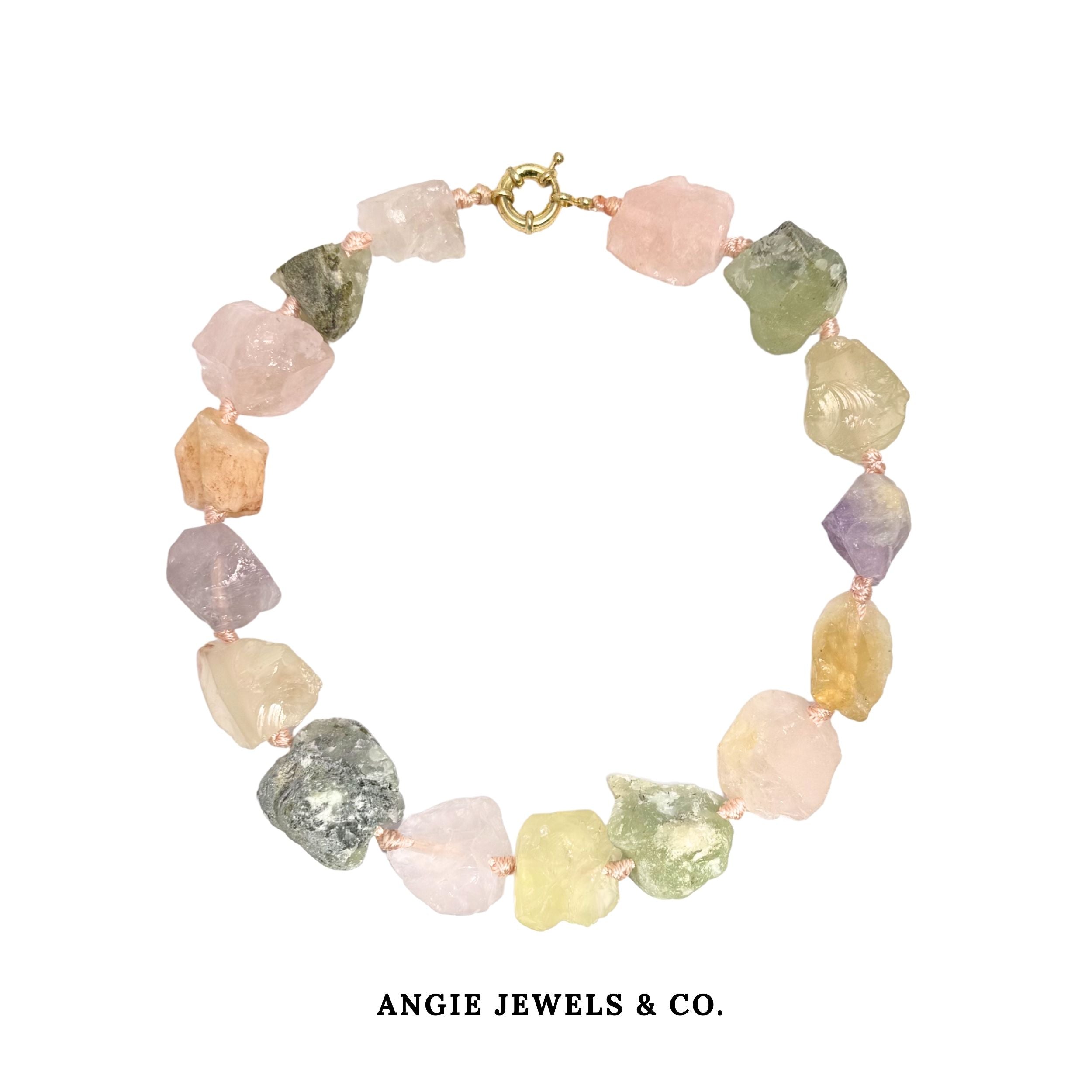 S925 Enchanted Knotty Corto Necklace With Multi Colour Quartz