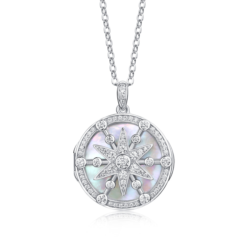 S925 Medallion Pendant Necklace With 18K White Gold Plating