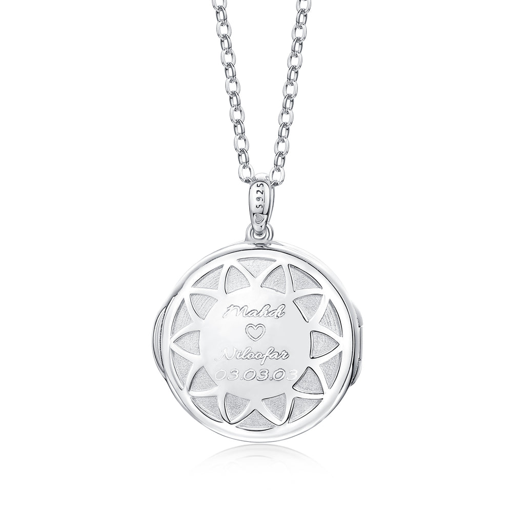 S925 Medallion Pendant Necklace With 18K White Gold Plating