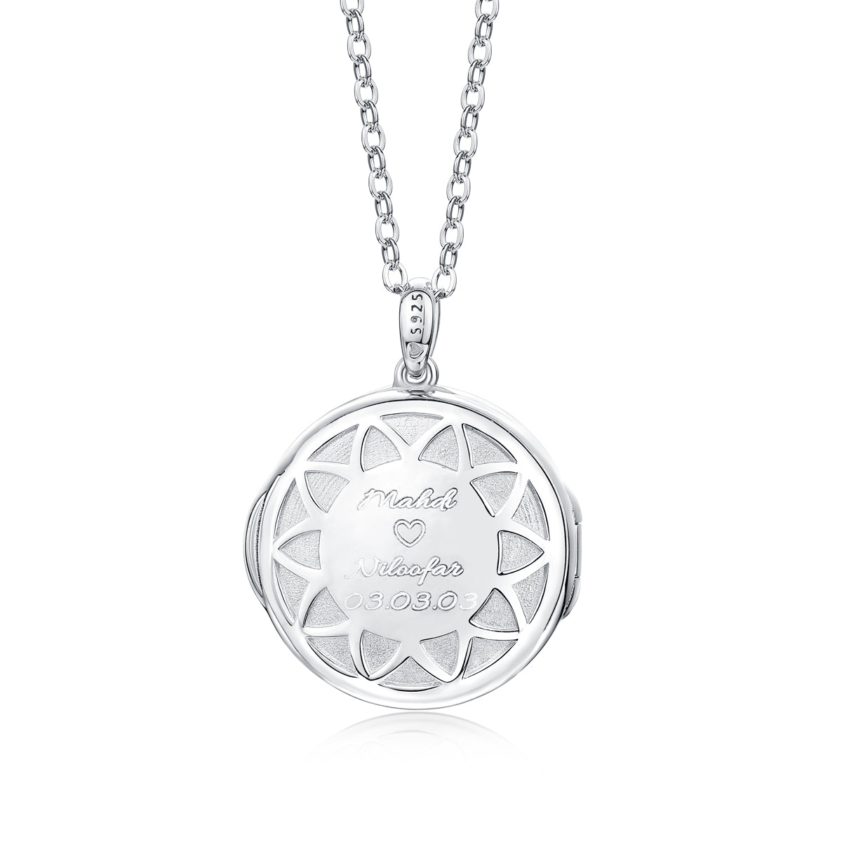 S925 Medallion Pendant Necklace With 18K White Gold Plating