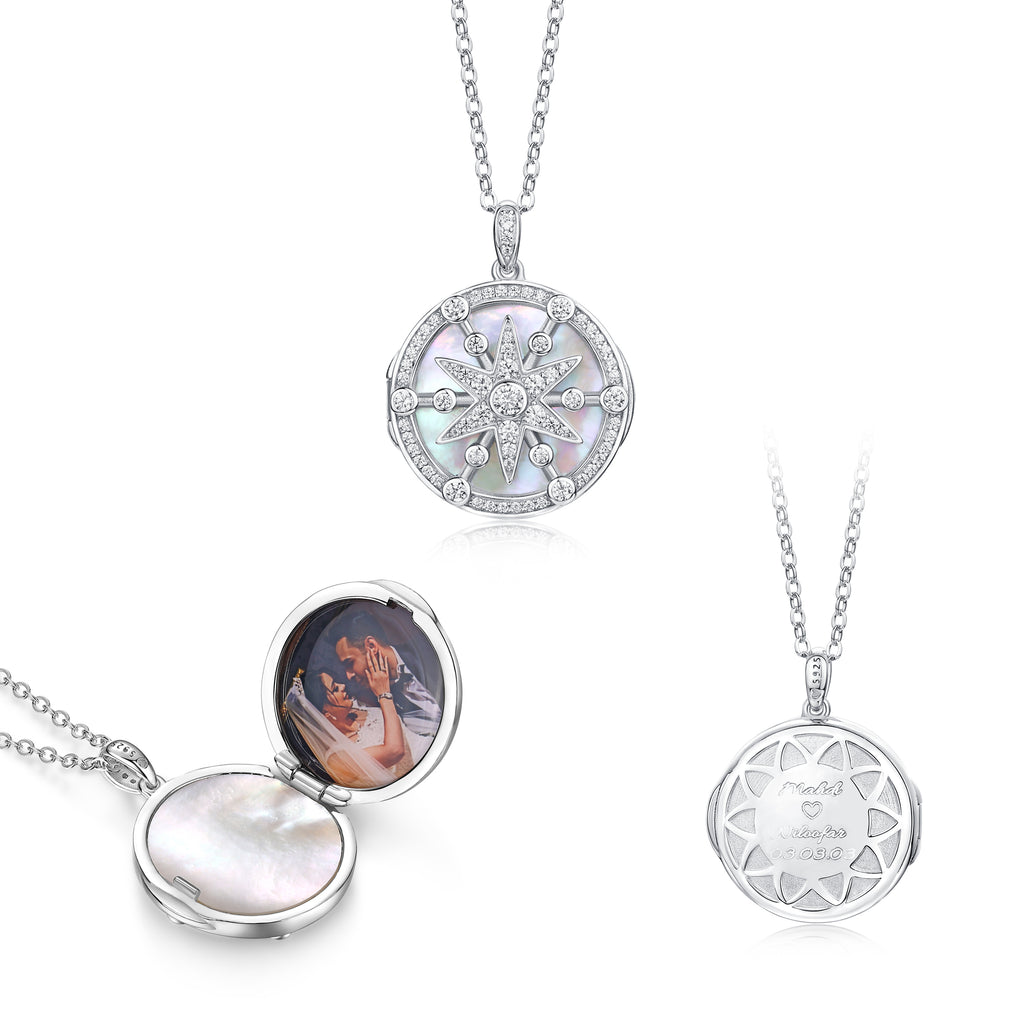 S925 Medallion Pendant Necklace With 18K White Gold Plating