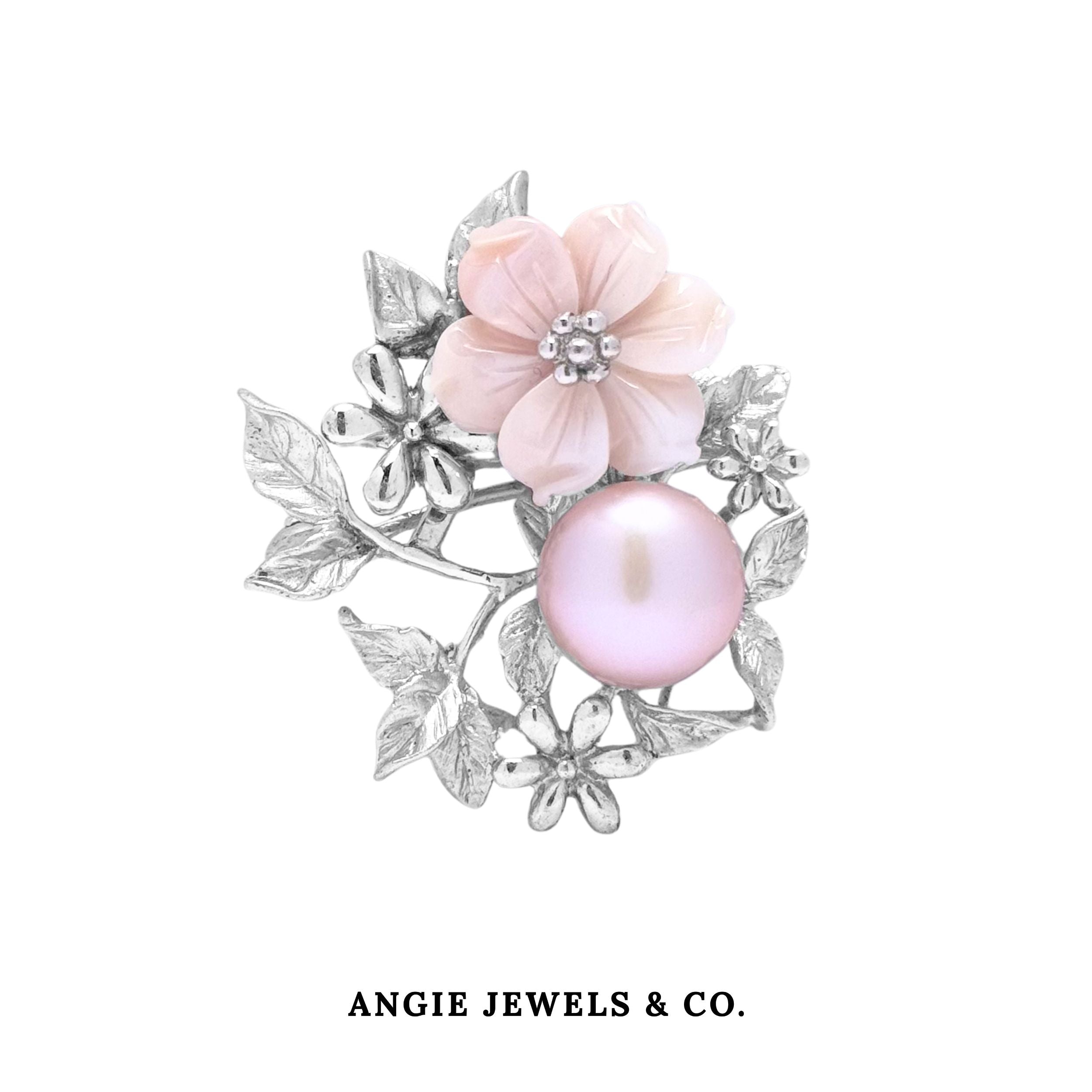 Sakura Mother of Pearl Sterling Silver Brooch