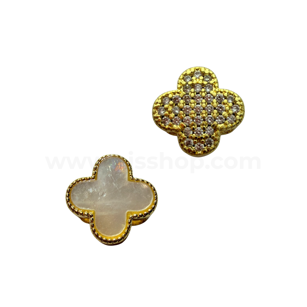 Clover Spacer with Zircon-Shell Mother of Pearl