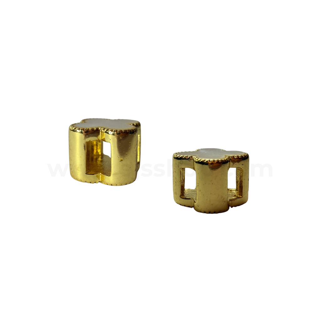Clover Spacer with Zircon-Shell Mother of Pearl
