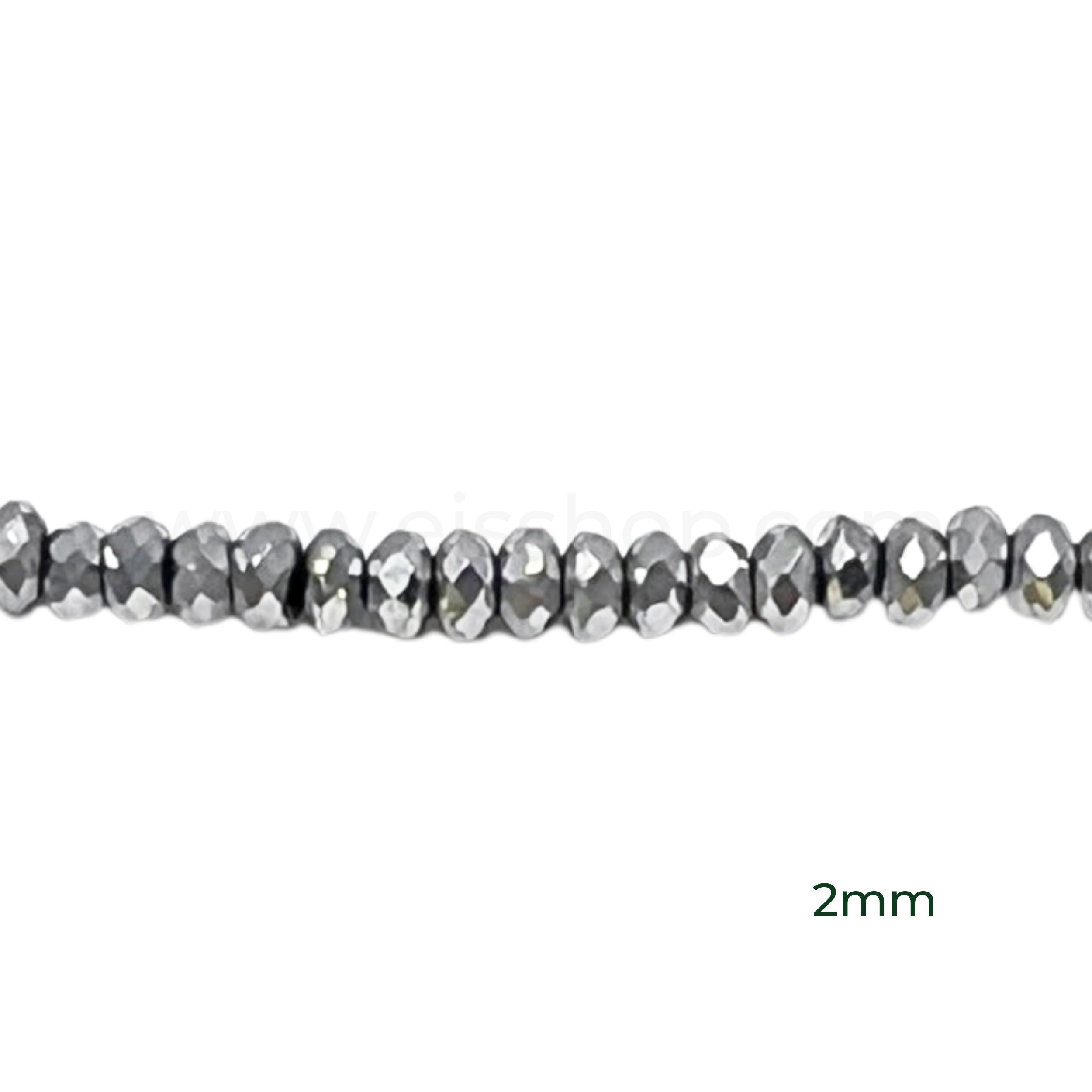 Donut Faceted Hematite 2mm