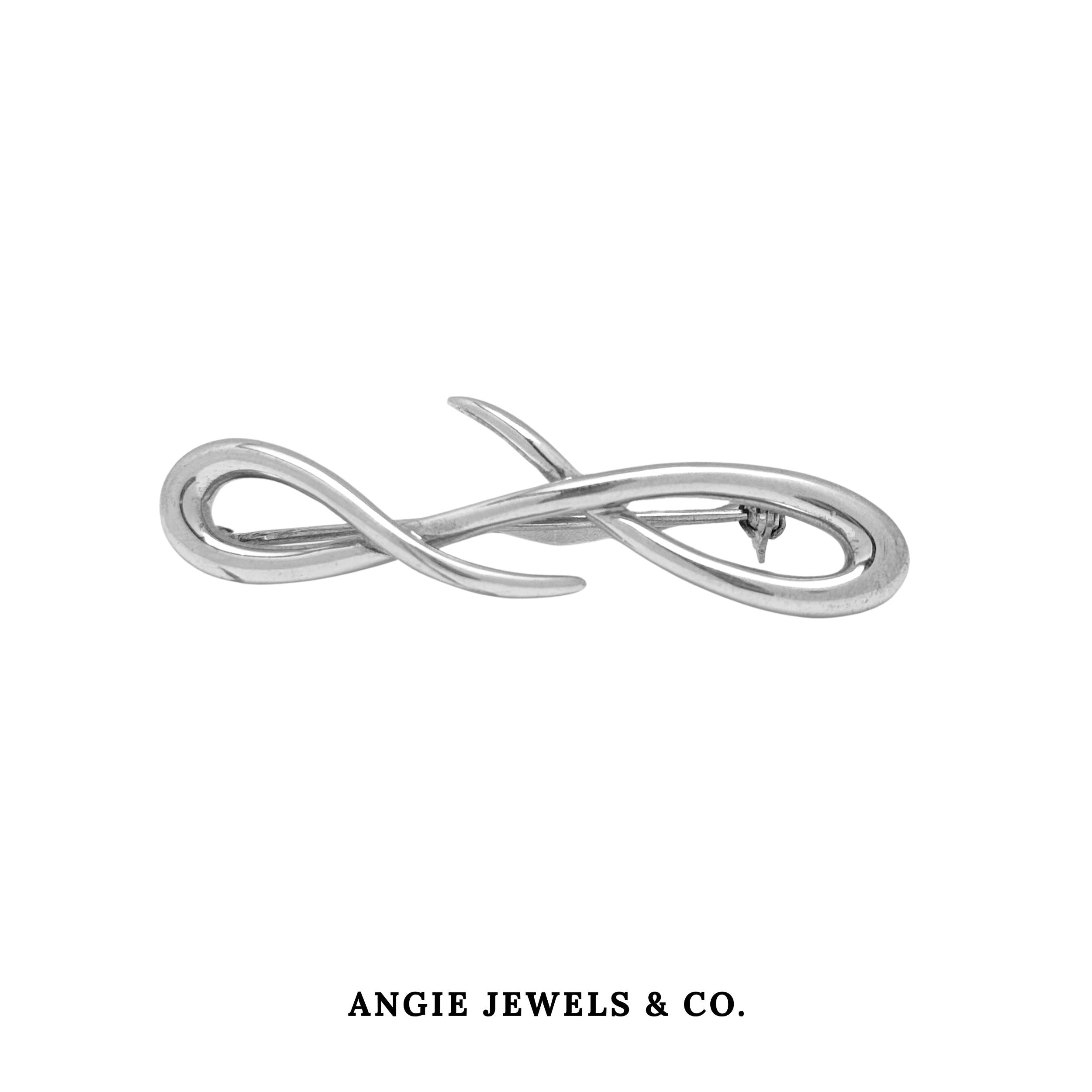 Silver Cross-over Loops Brooch