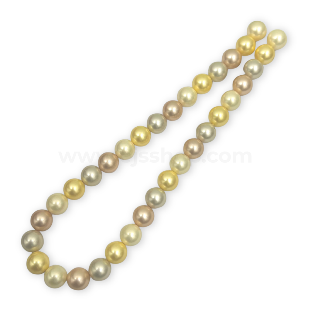 Silver Off White, Yellow and Light Peach Matte 14mm Multicoloured Shell Pearl