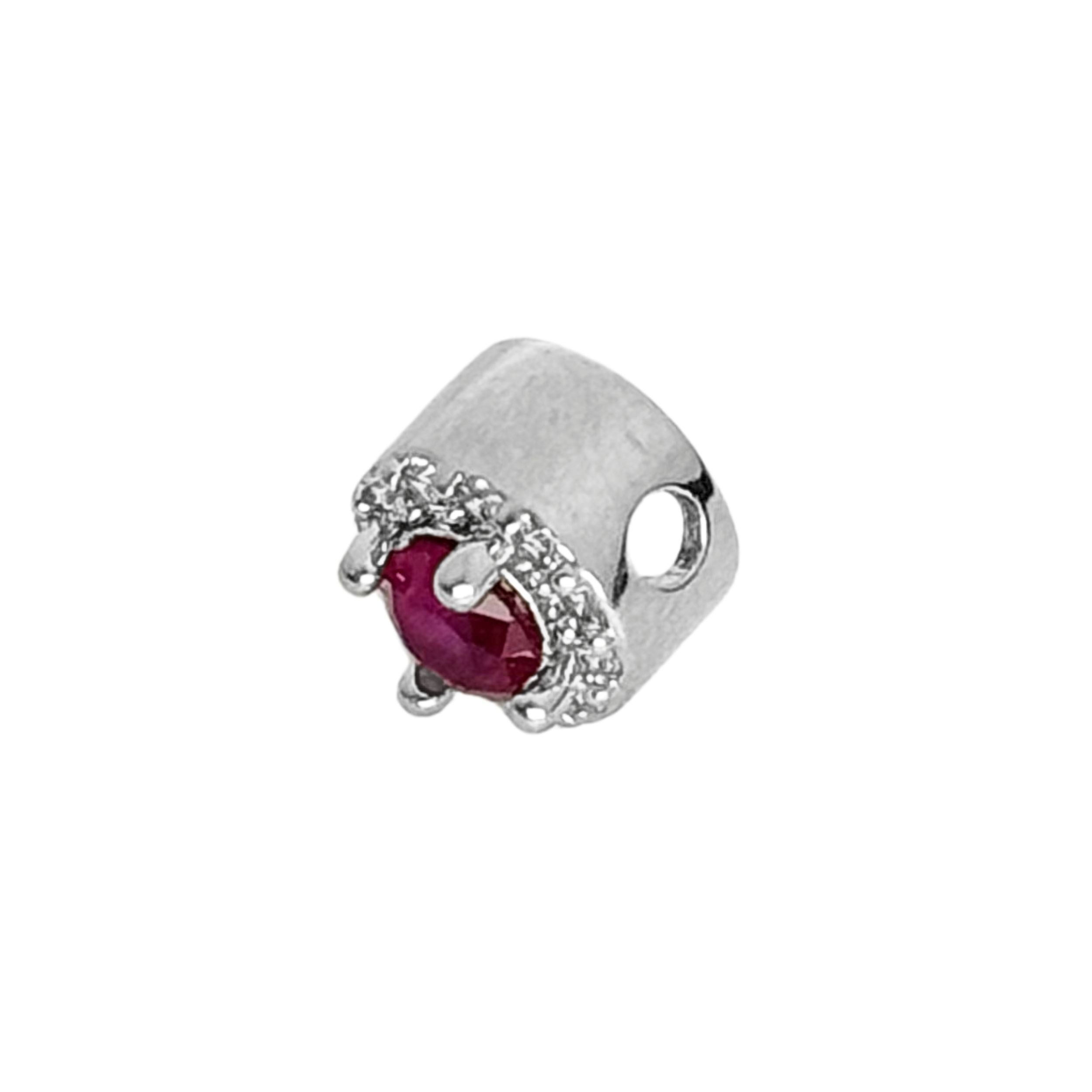 Silver Round Diamante Spacer Pink 6.8×6.8mm