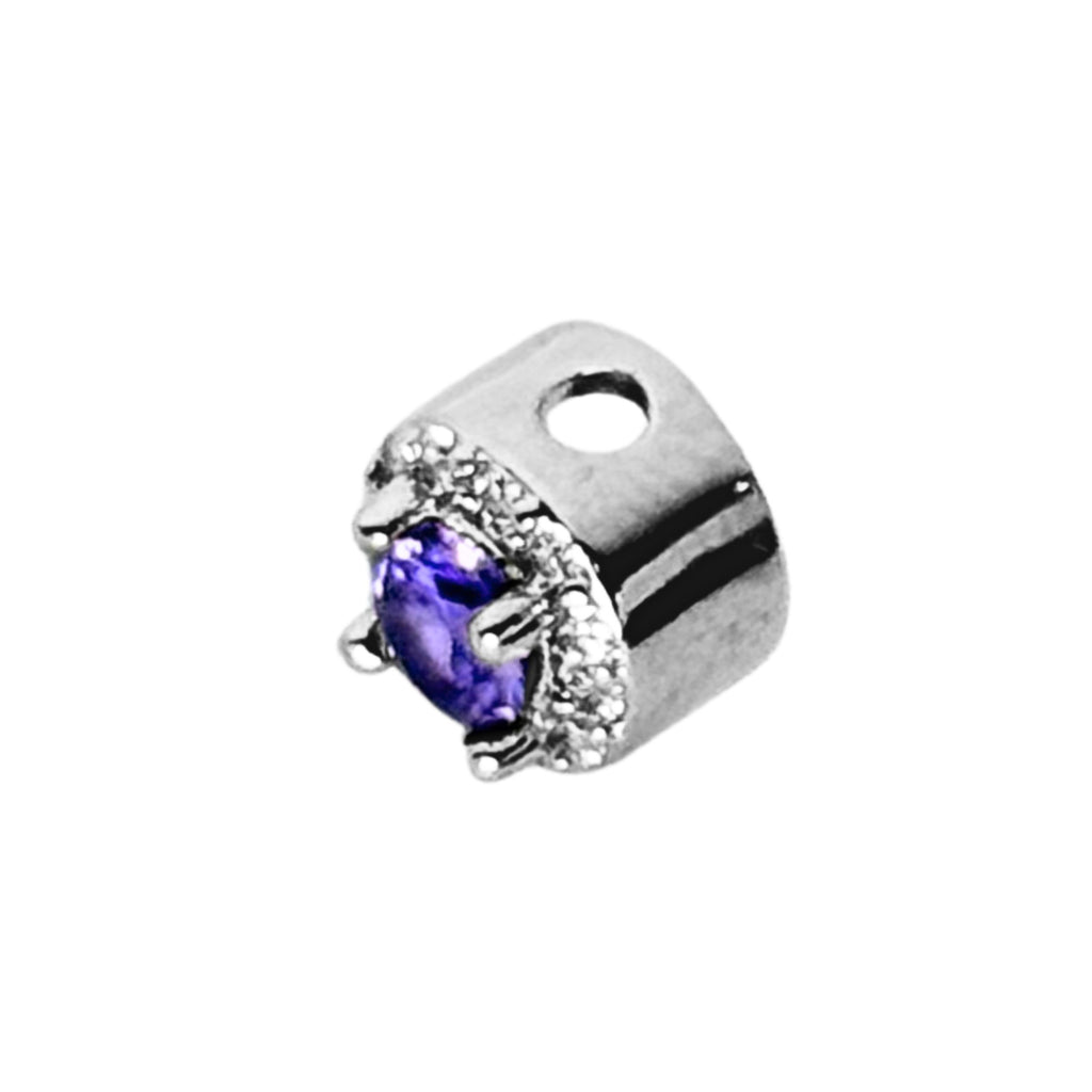 Silver Round Diamante Spacer Purple 6.8×6.8mm