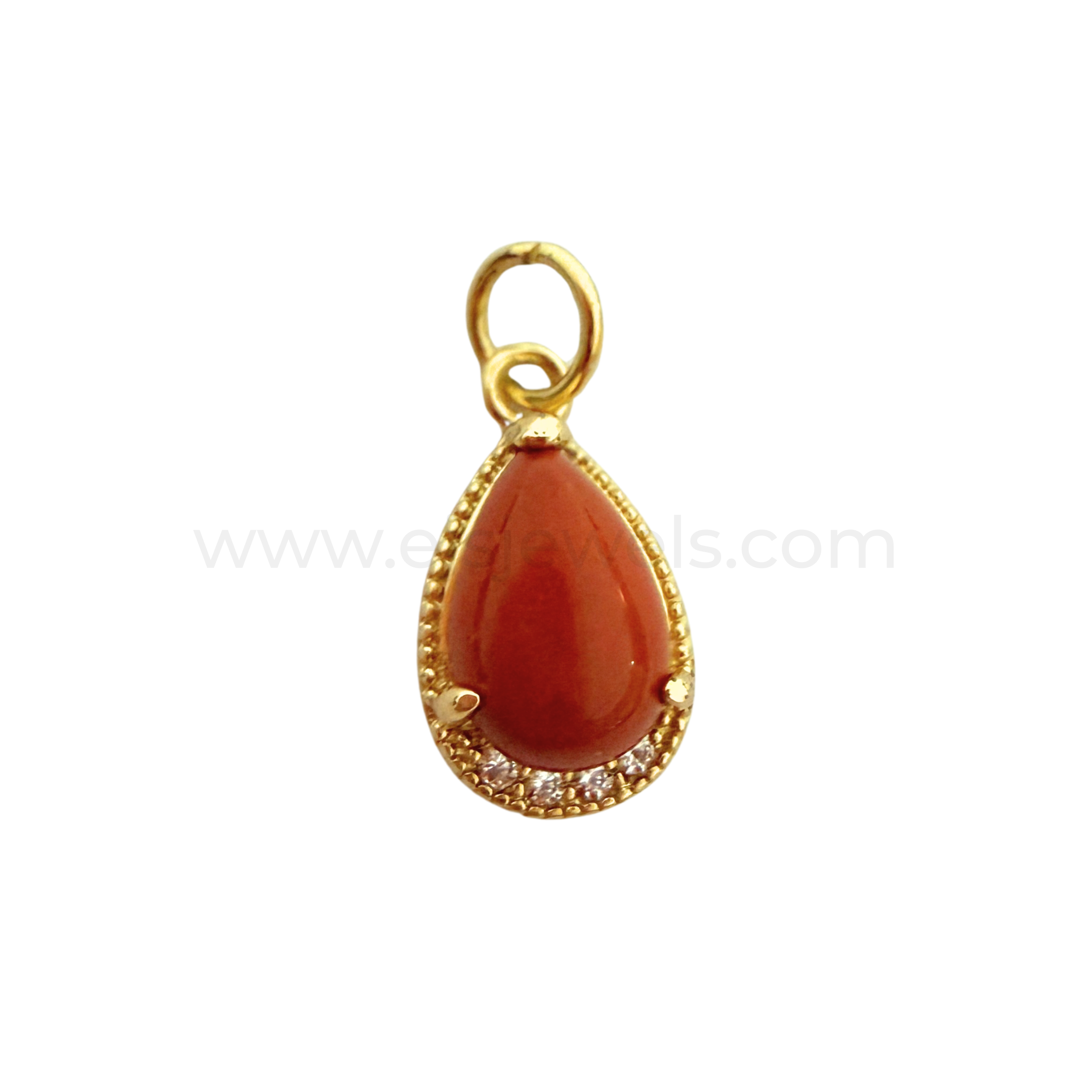 Sora Crystal Pendants Red Agate with Stone Pear Shape