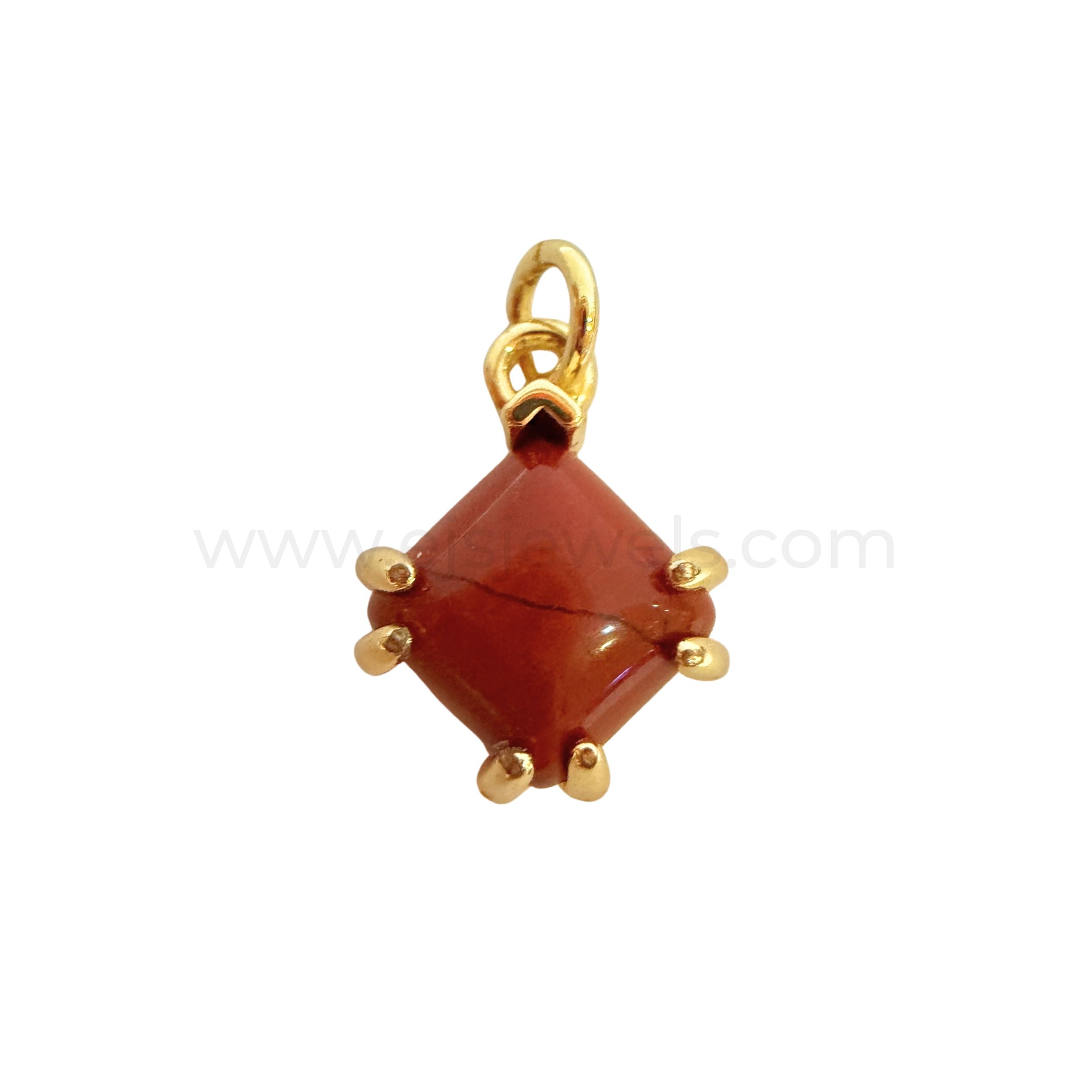 Sora Crystal Pendants Minimalist Red Agate Diamond Shape