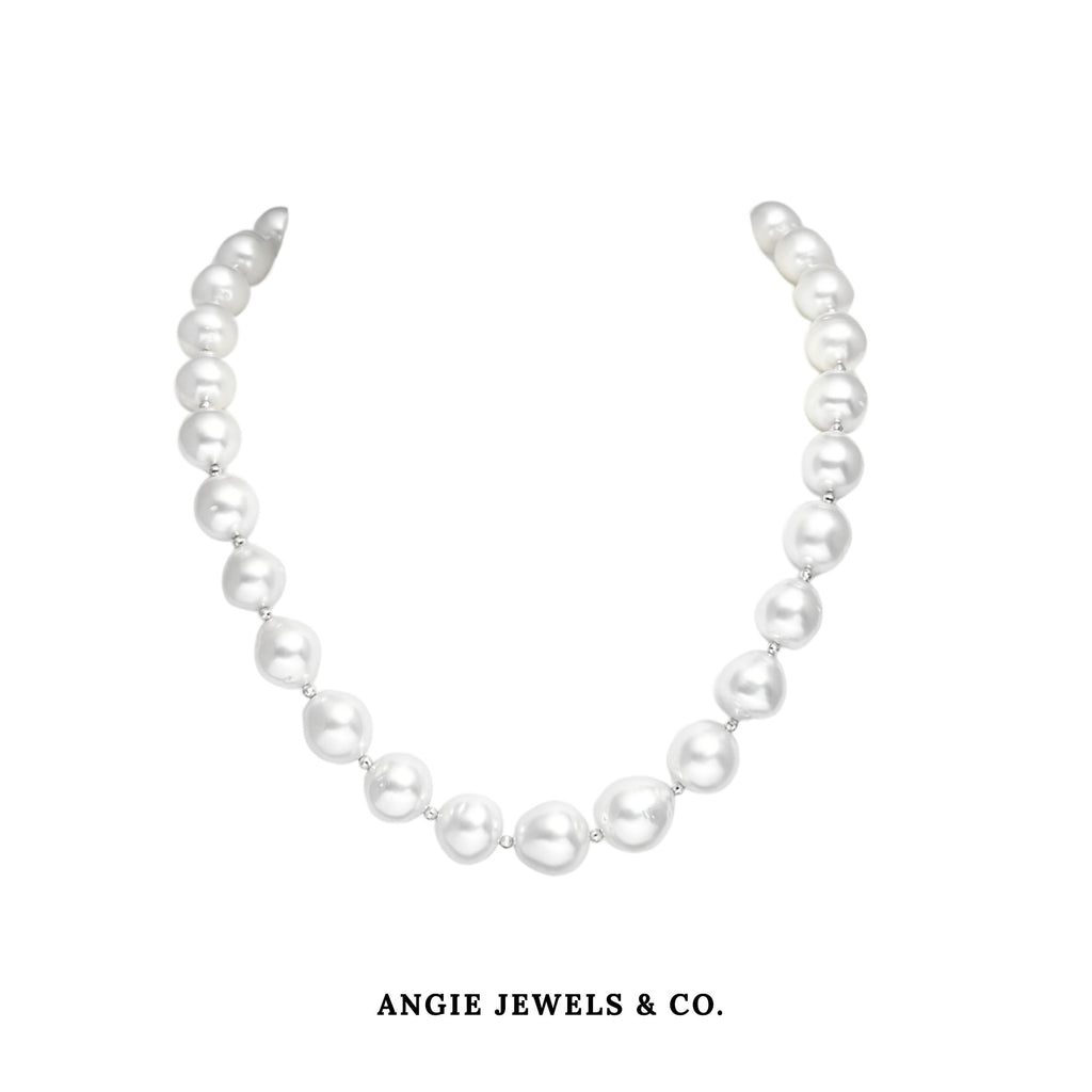 Natelie South Sea Pearl Necklace with 18k White Gold Ball and 14k Clasp