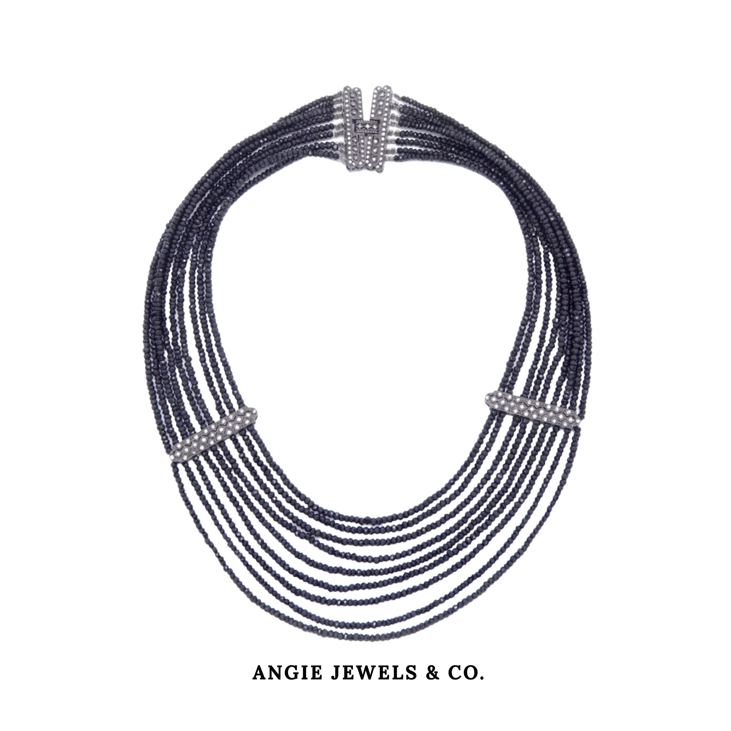 Strata Spiritual Black Spinel Multilayer Necklace