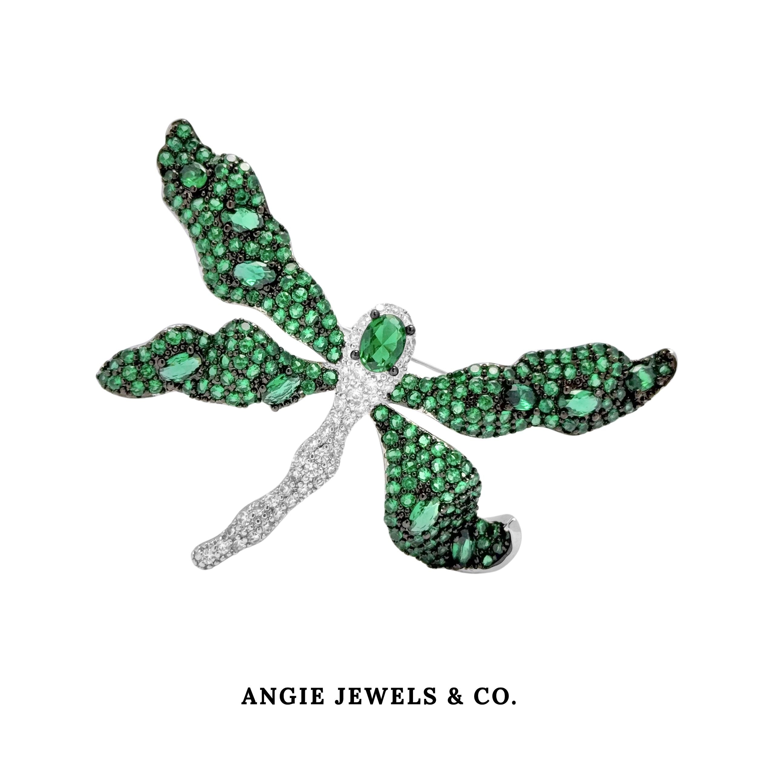 Stardust Green Dragonfly Brooch