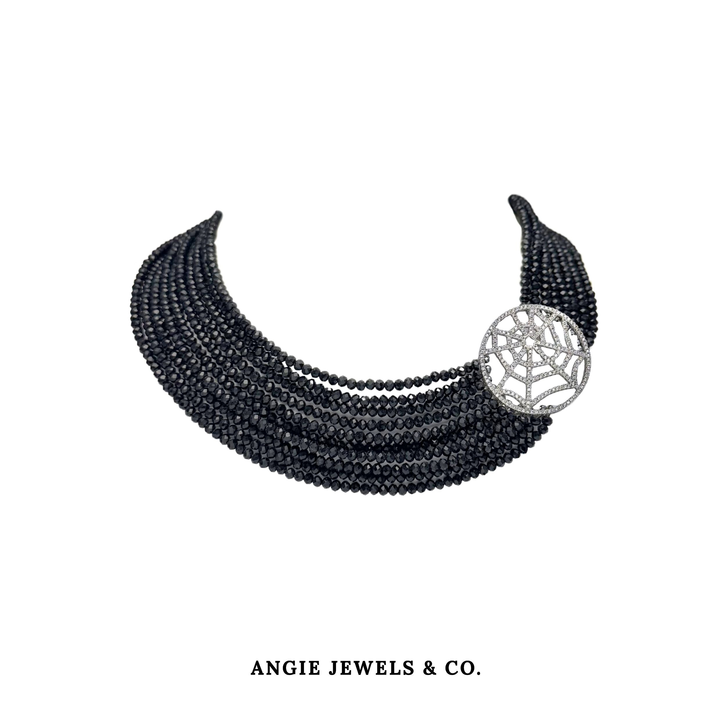 Strata Multistrand Black Russian Crystal Necklace
