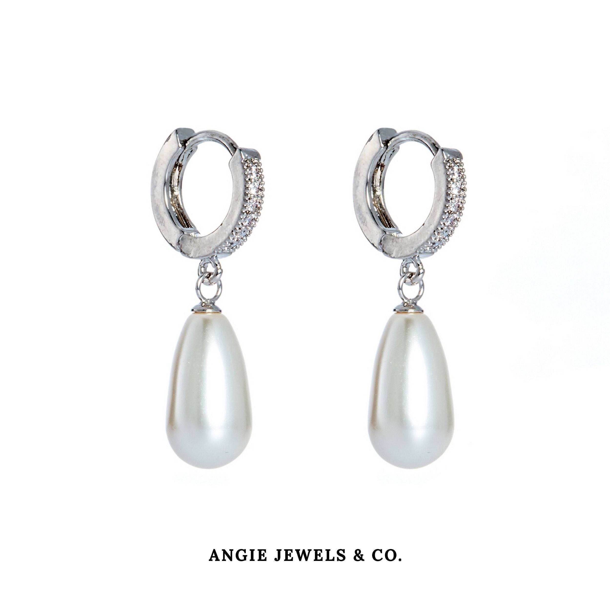 Teardrop Swarovski Crystal Pearl Loop Earrings