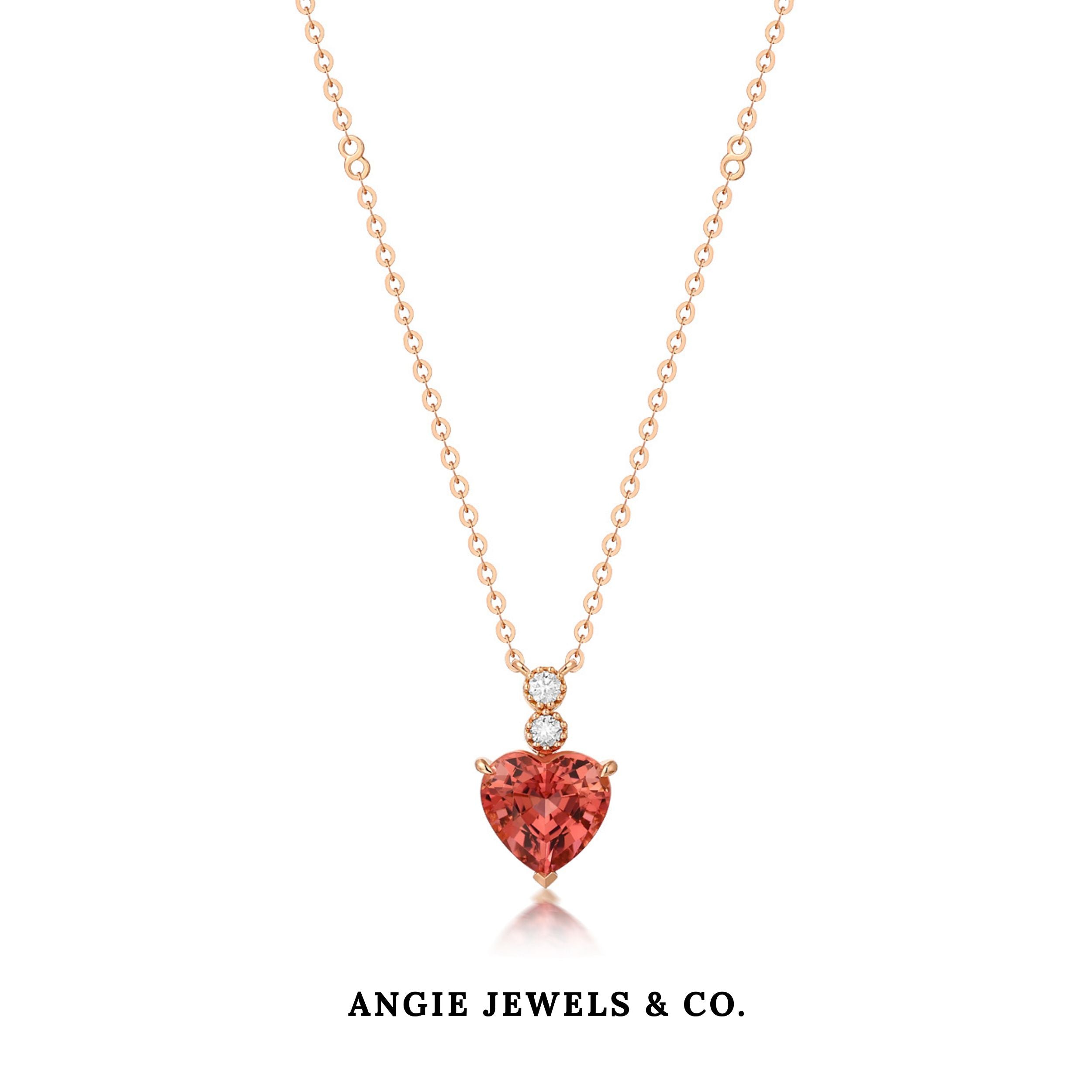 Tourmaline Heart Pendant in 18K Rose Gold