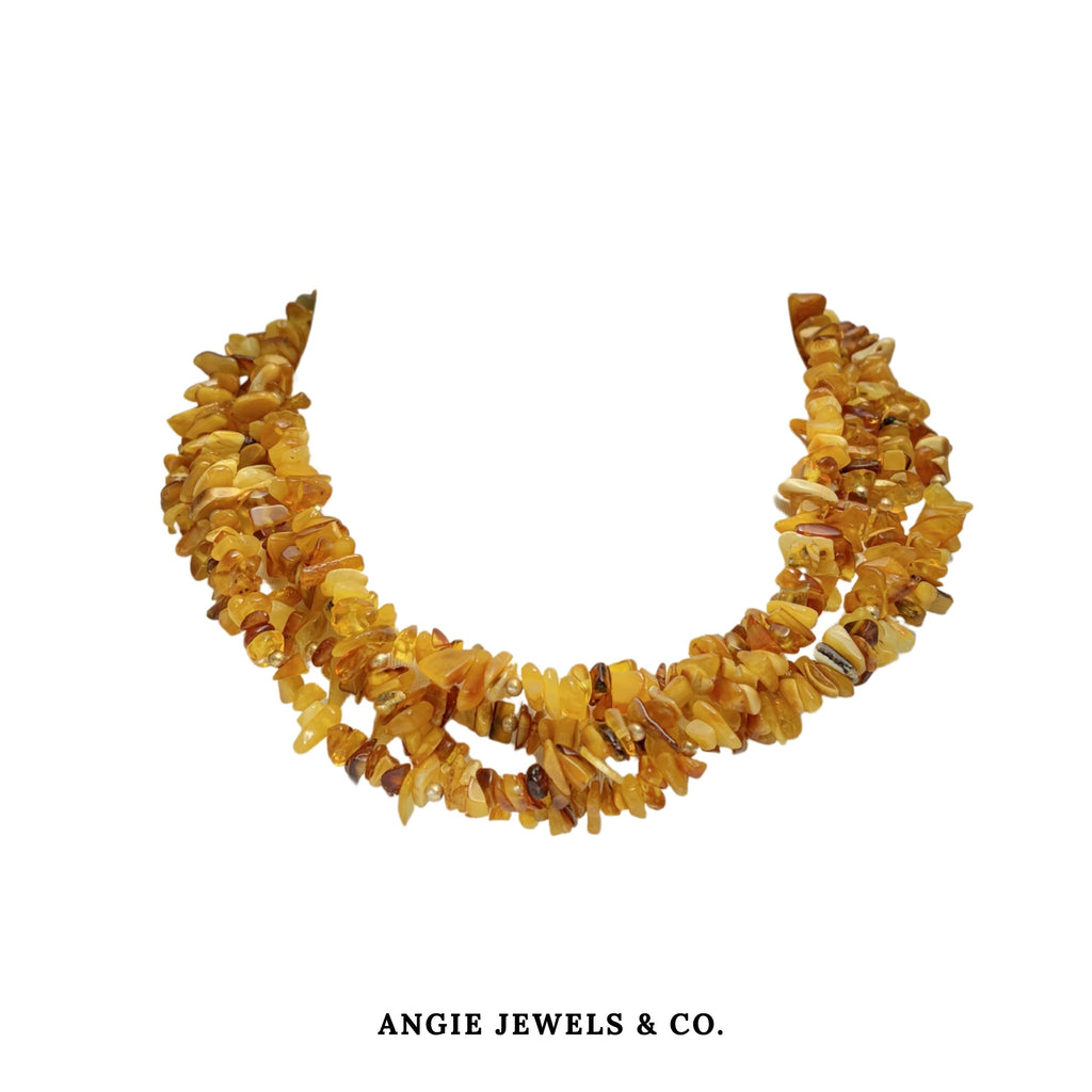 Twisted Multi-strand Amber Choker Necklace