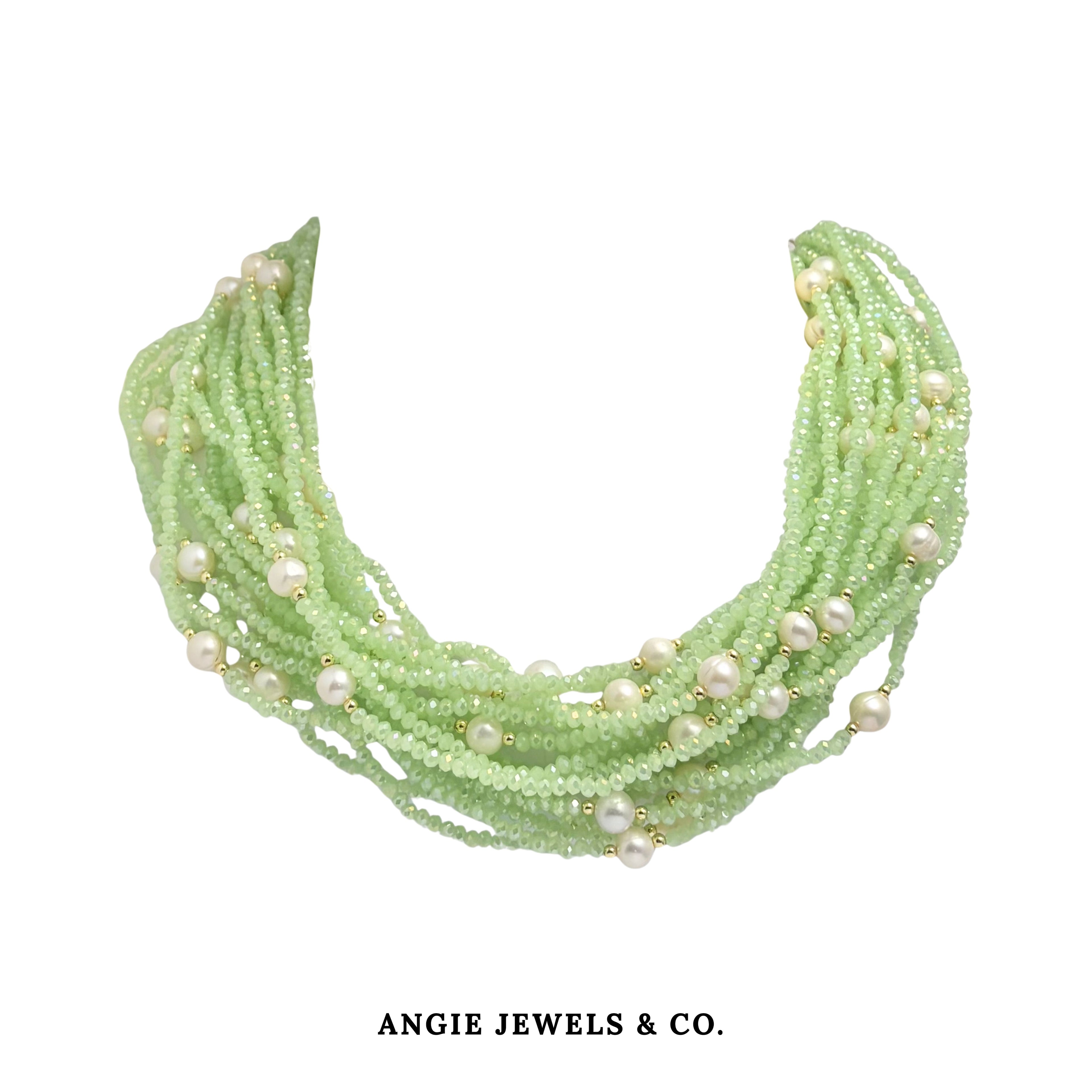 Twister Apple Green Crystal Necklace