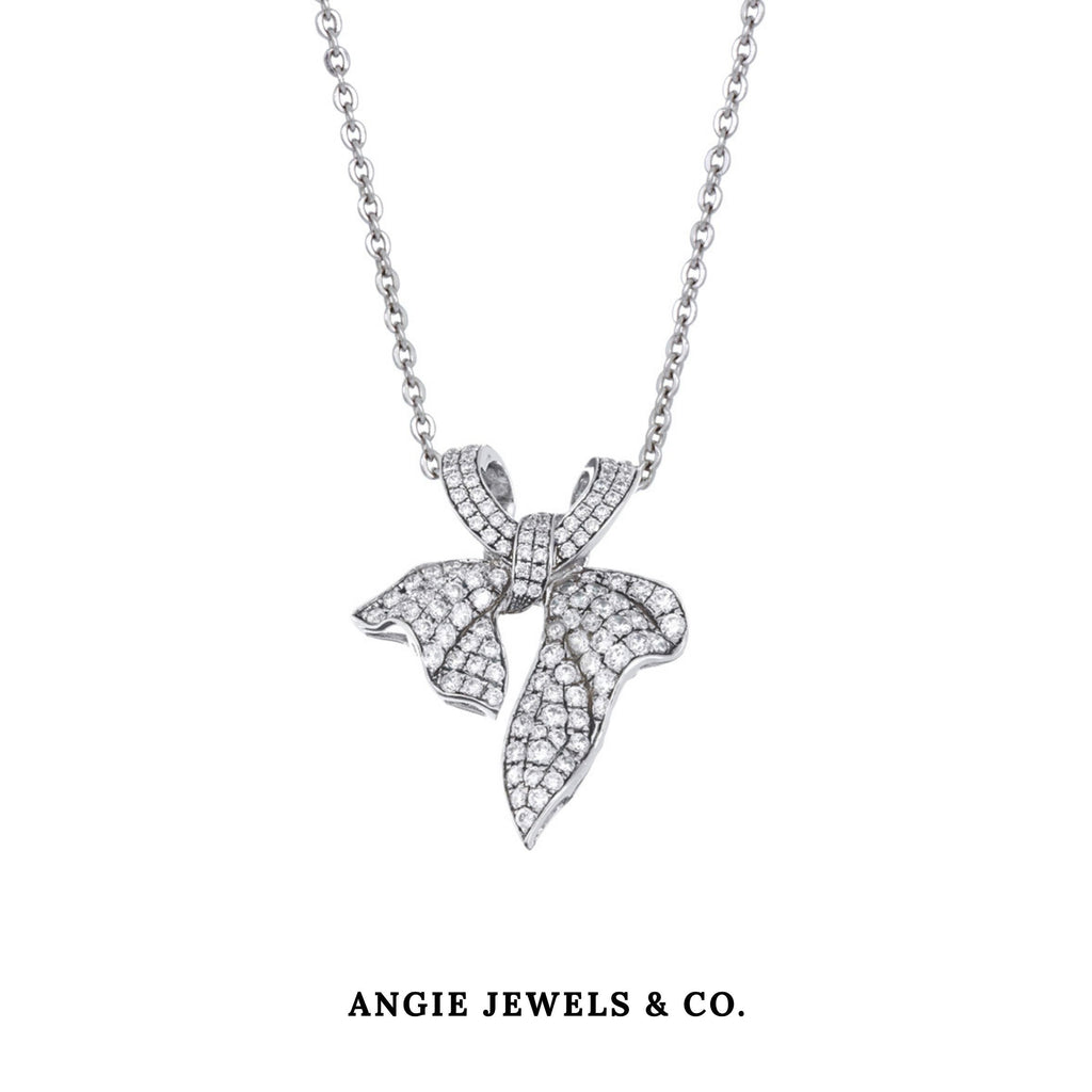 Twisting Ribbon Cubid Zirconia Pendant Necklace