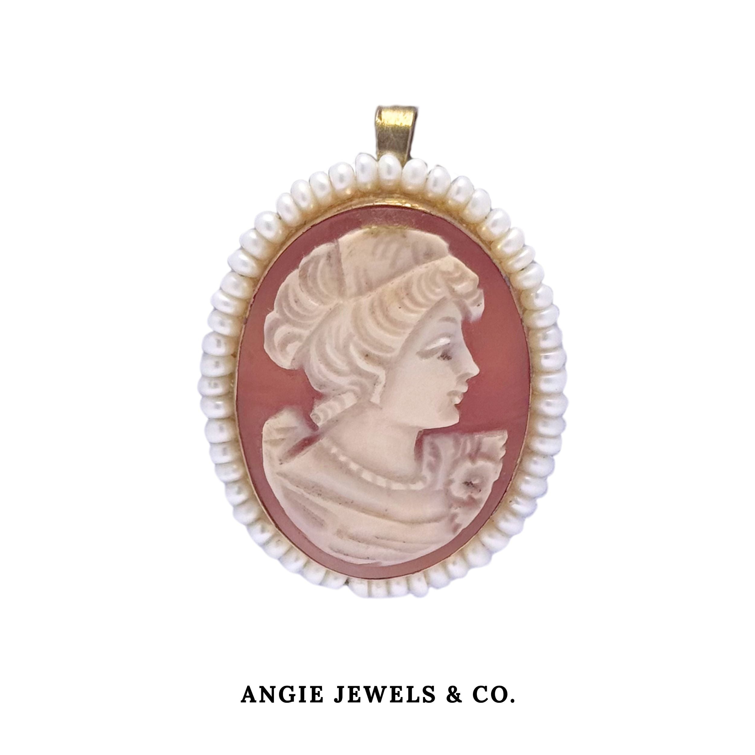 Victorian Cameo Framed with Freshwater Pearl Brooch
