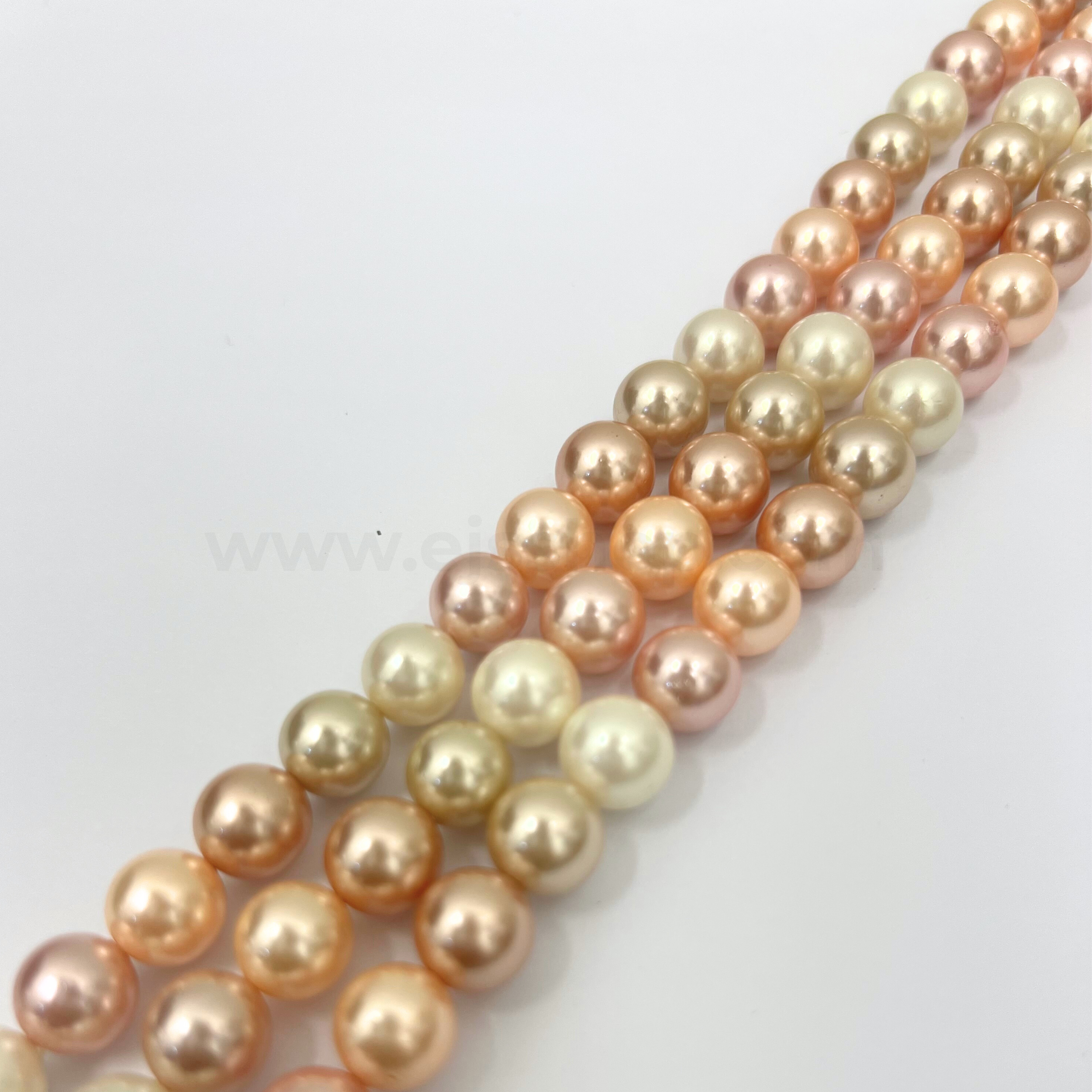 Warm Pastel Peach Pink (5 Shades) 10mm Shell Pearl