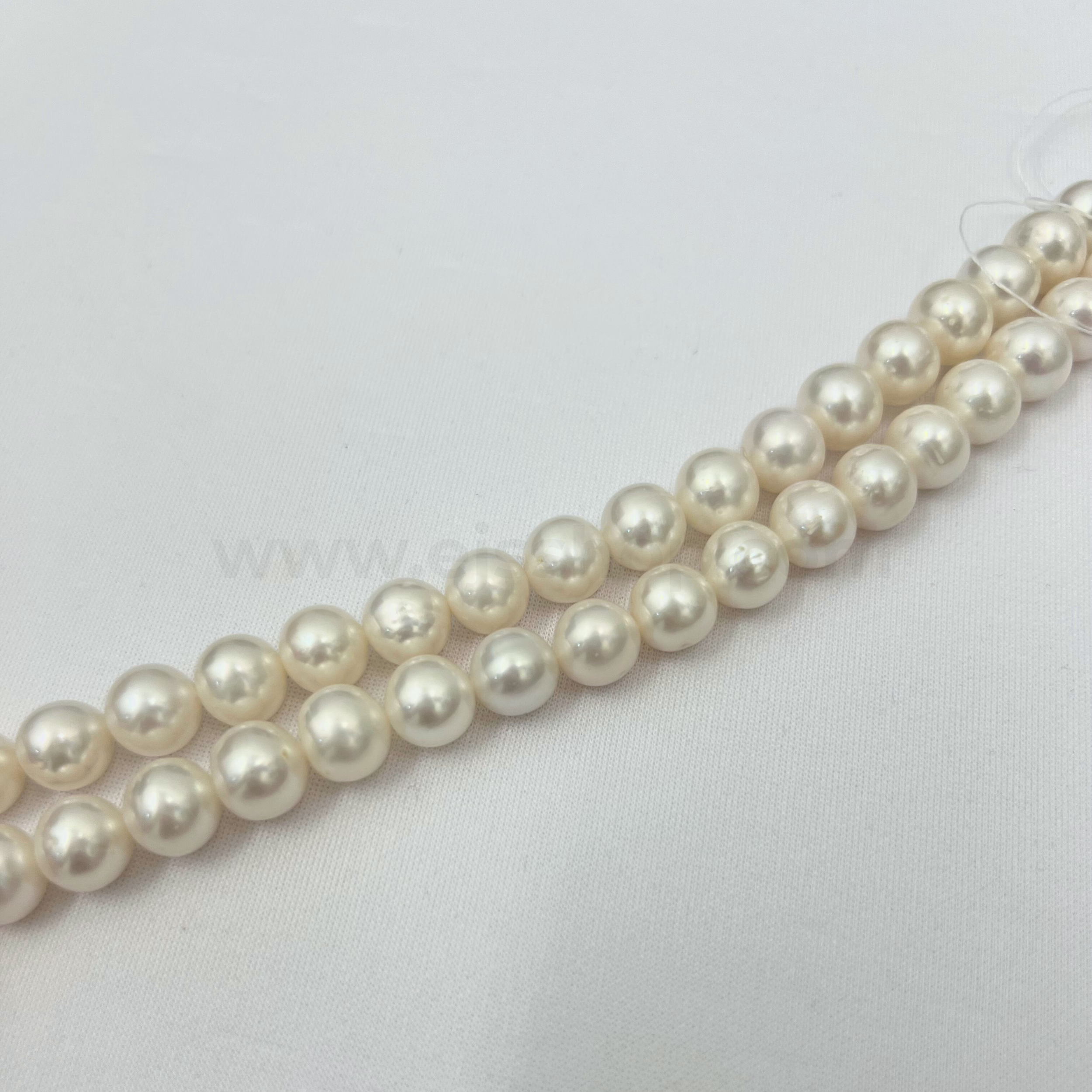 White Round 10mm - 11mm Grade AA Freshwater Pearls