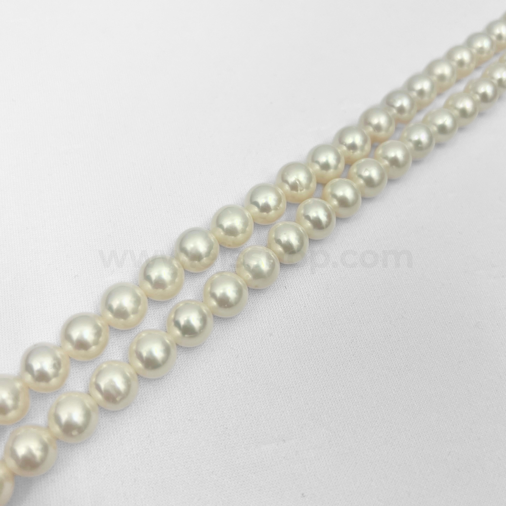 White Round 10mm - 11mm Grade AA Freshwater Pearls Near Full Round