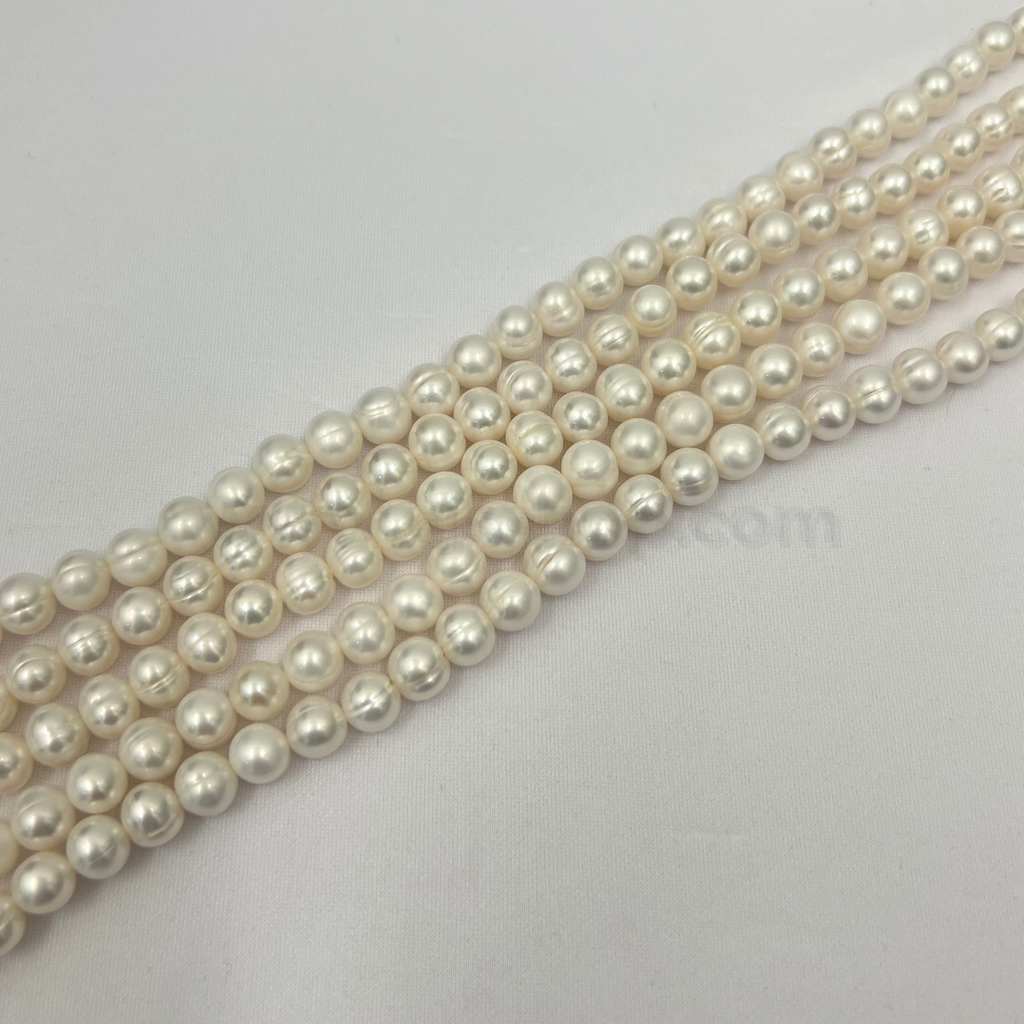 White Round 9mm - 10mm Grade A Freshwater Pearls - 398