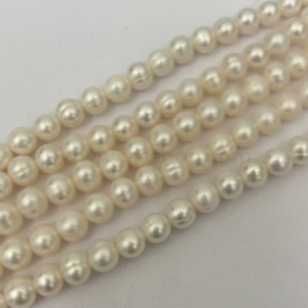 White Round 9mm - 10mm Grade A Freshwater Pearls - 398