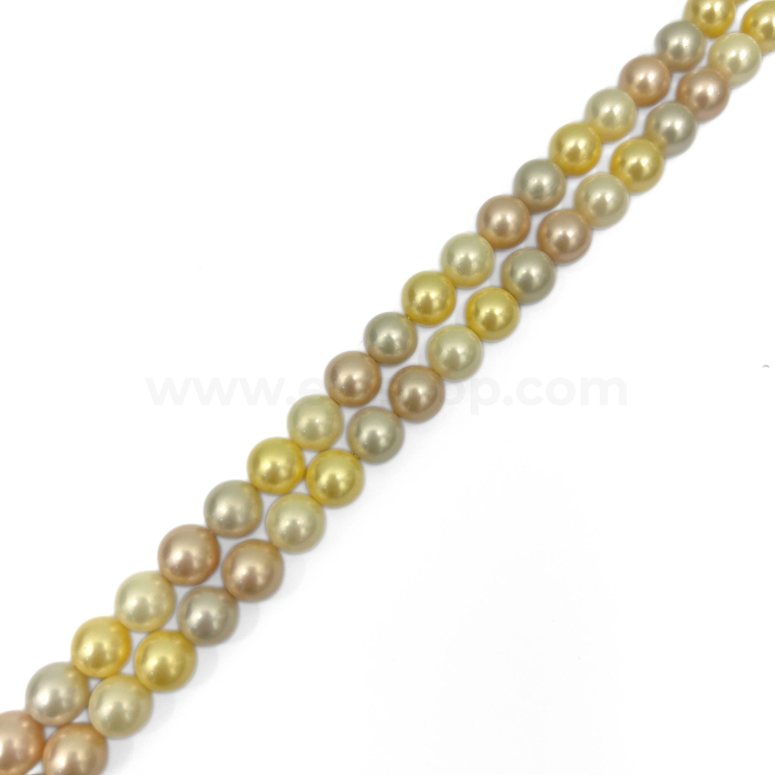 White Champagne Bright Yellow and Peach 8mm Matte Shell Pearl