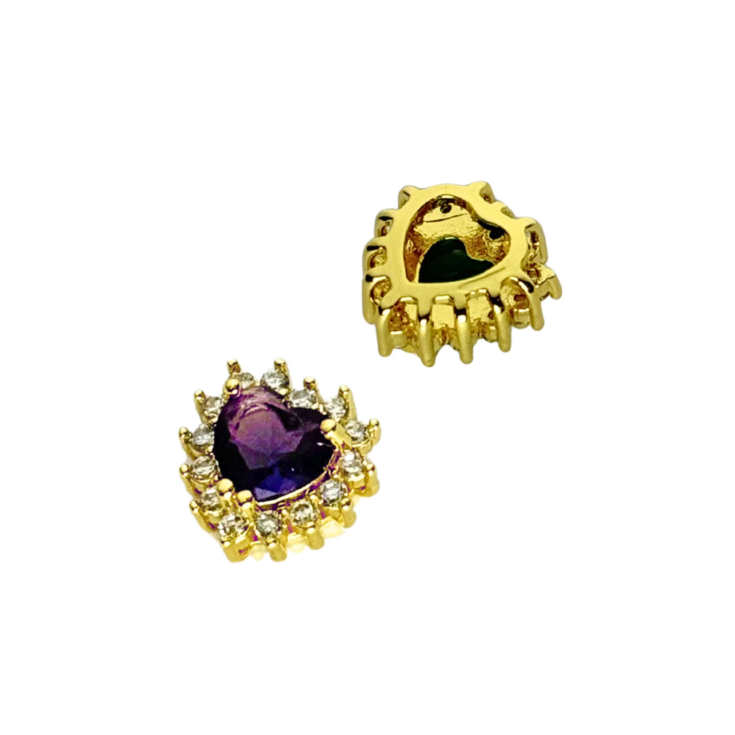 Heart Diamante Spacer -Purple 10.3×10.4mm