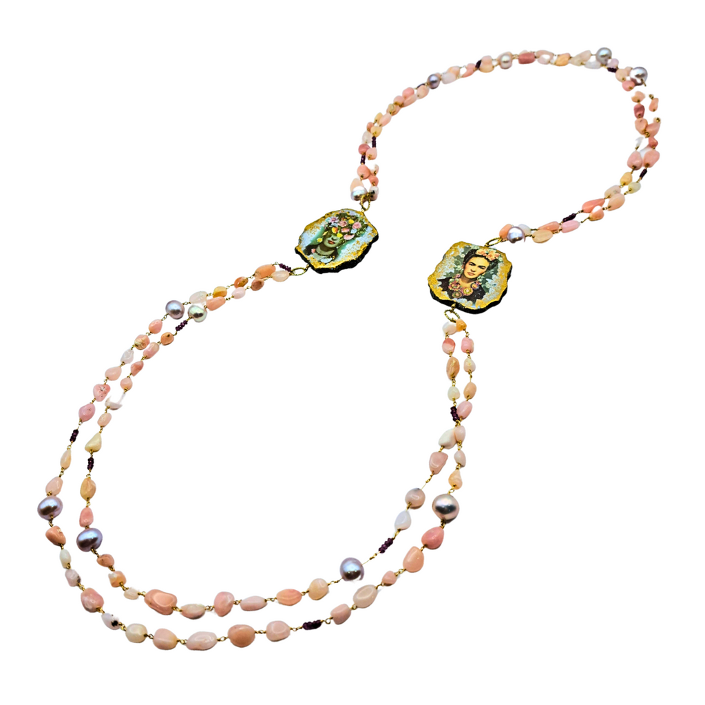 Pink Opal Frida Kahlo Necklace