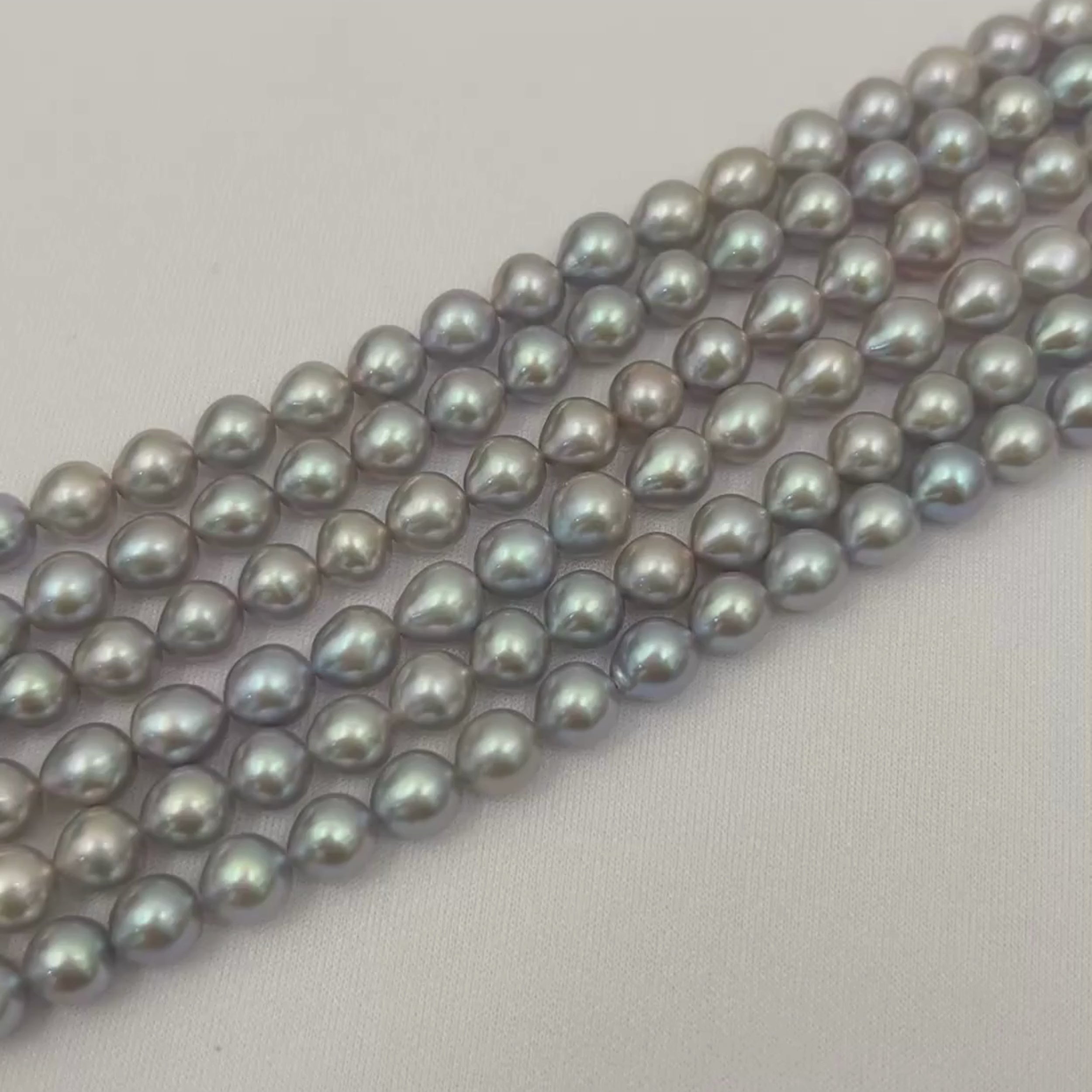 Grey Slight Teardrop 7.5mm - 8.5mm Grade A Freshwater Pearls