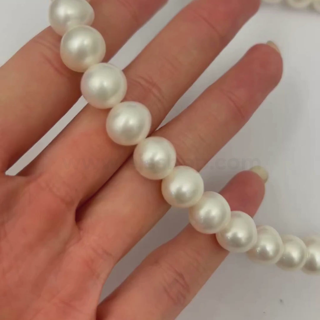 White Round 10mm - 11mm Grade A Freshwater Pearls