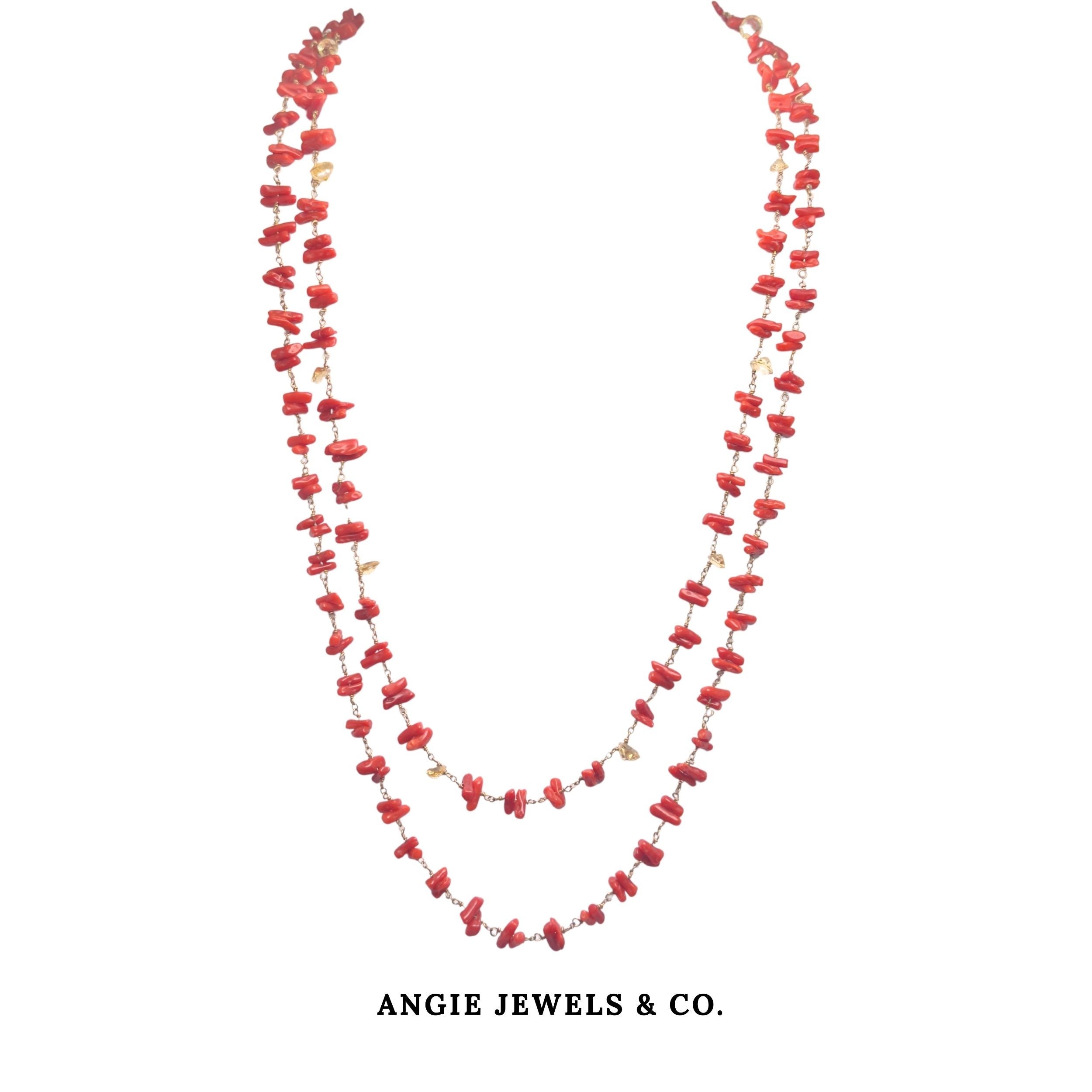 red coral with citrine - double