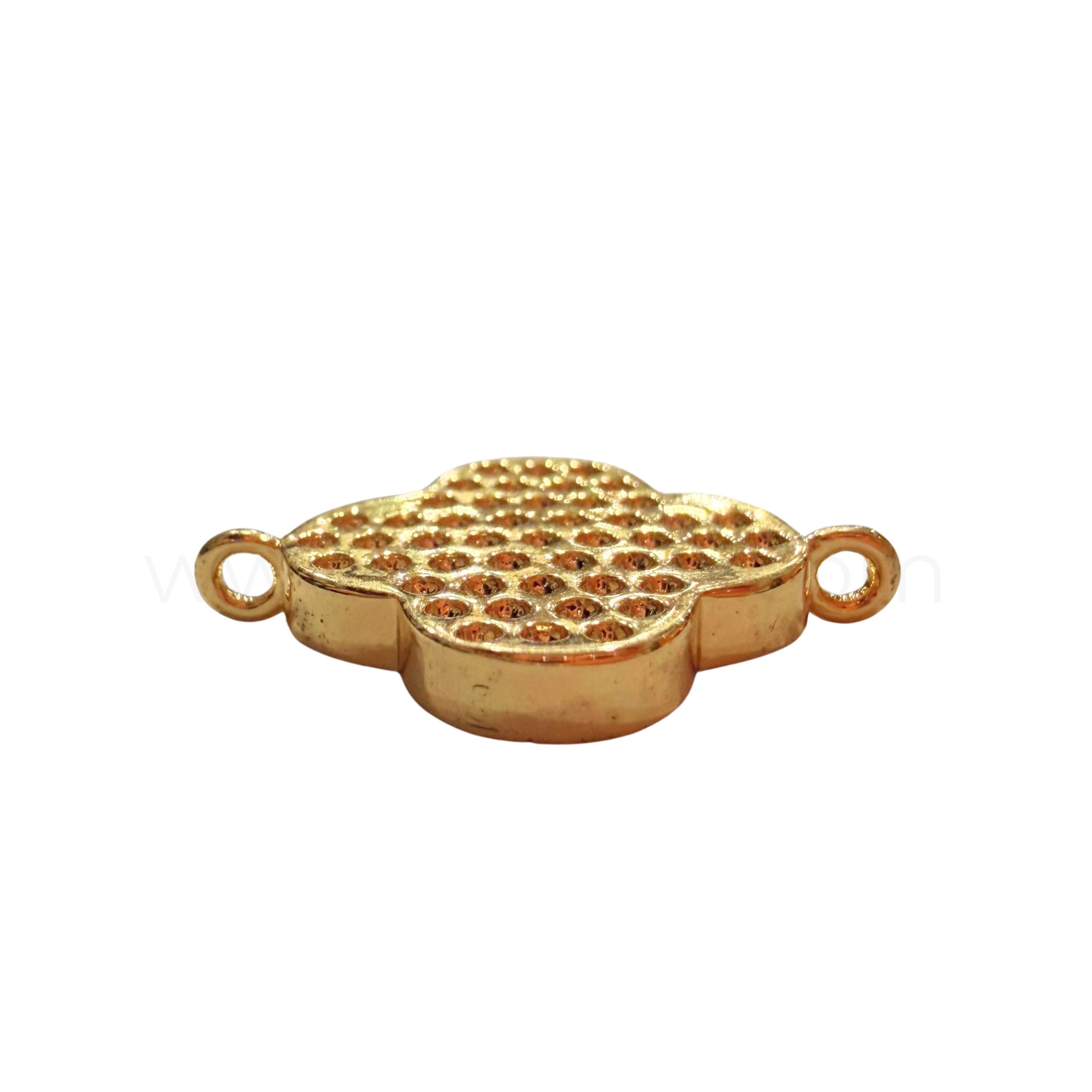 Clover Connector Black Agate in Gold Tone